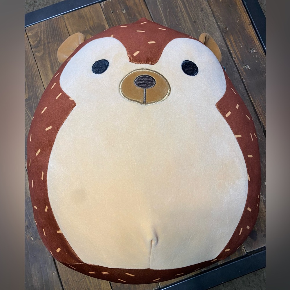 Squishmallow Hans the Hedgehog Soft Brown & Cream Plush 14" Size NWT